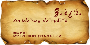 Zorkóczy Árpád névjegykártya